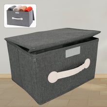 Small Foldable Storage Box With Lid And Handles, Cotton And Linen Storage Bins And Baskets Organizer For Nursery, Closet, Bedroom, Home (28×20×16 Cm / 1 pc)