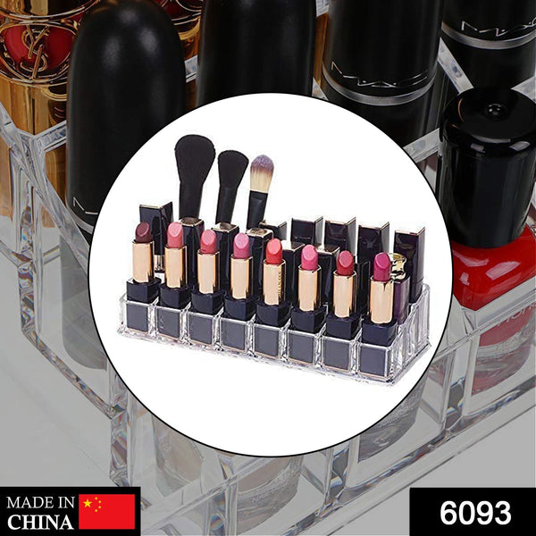 Close-up of the 24-section acrylic cosmetics stand, highlighting the Pixel Play compartments